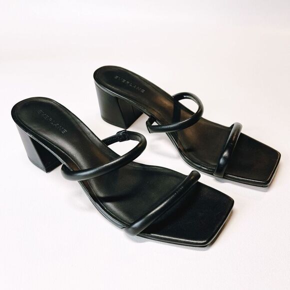 Everlane The Double Strap Heel Leather Sandal Slides Square Toe Size 9 New - Picture 5 of 16